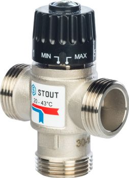 STOUT Термост. смес. клапан для ситем отопления и ГВС 1  НР 35-60C Kvs 2,5