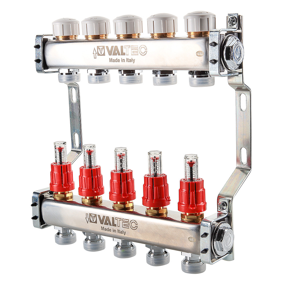 Блок коллекторов VALTEC,с расходомерами 1"х4 вых Евроконус 3/4