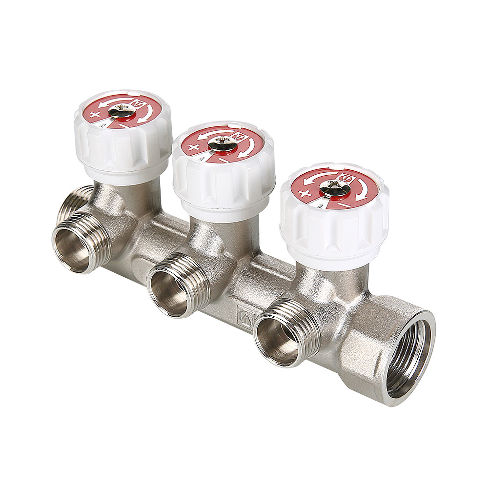 Коллектор VALTEC с регулировочными вентилями, 3/4"х2 вых. 1/2" нар. (на подающий трубопровод)