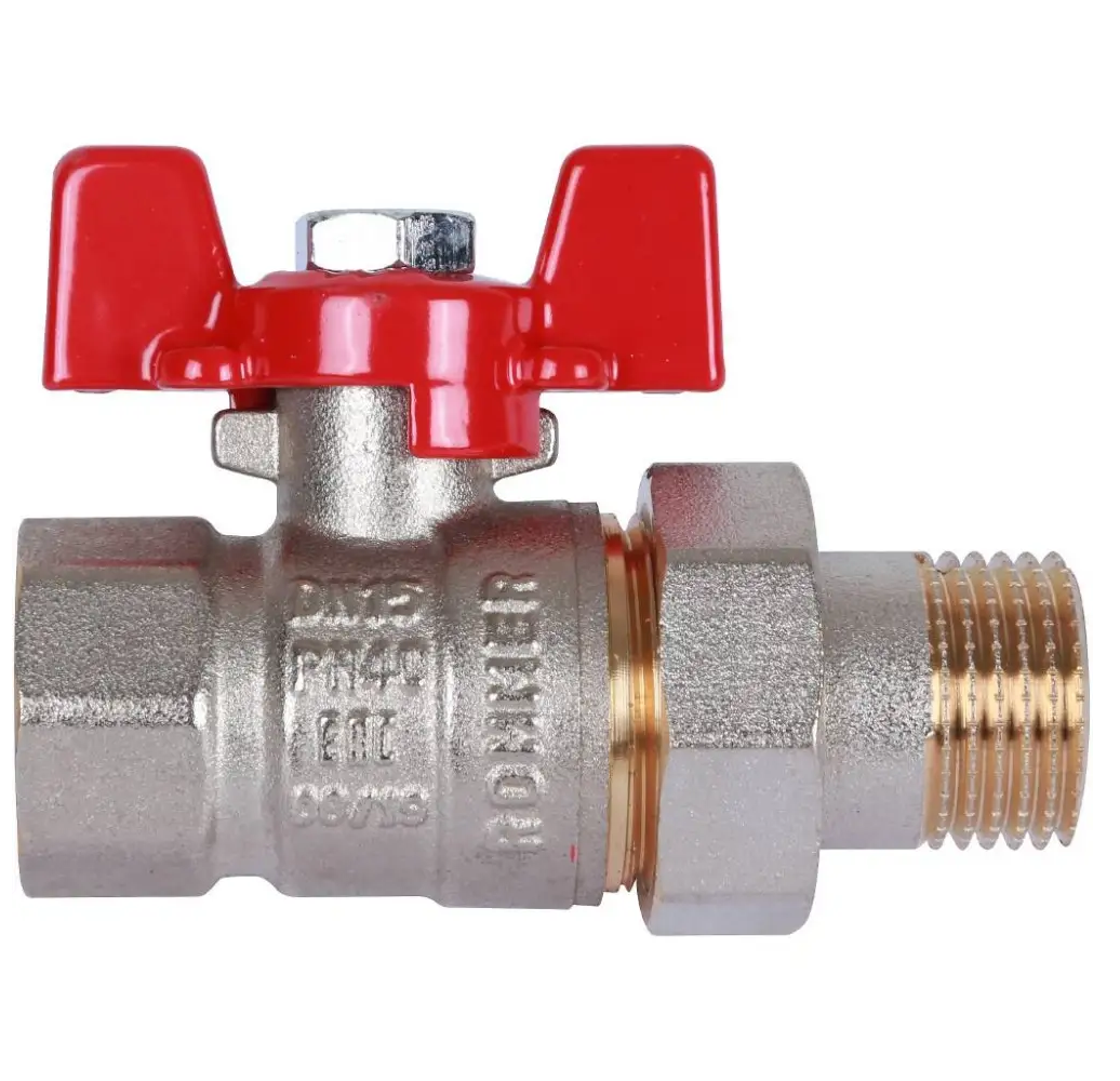 RBV-0005-0510215 ROMMER Шаровой кран с американкой 1/2  ВН/НР, ручка бабочка