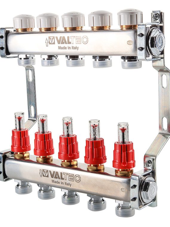 Блок коллекторов VALTEC,с расходомерами 1"х6 вых Евроконус 3/4