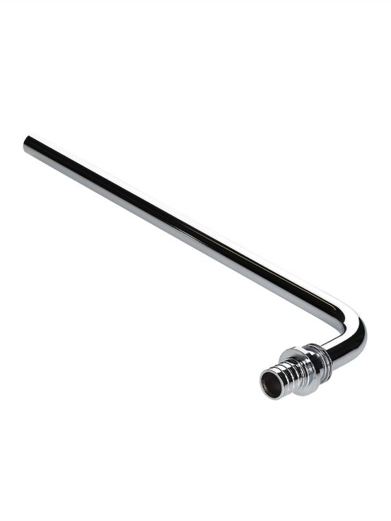 Угл. аксиальный фитинг VALTEC, с хром. латун. труб. с плавным поворотом короткий 16(2,2)х15 L 300 мм