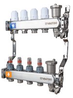 Коллекторный блок из НЕРЖ. стали с регул. клап. и расх., 1"х4 вых. Евроконус 3/4"