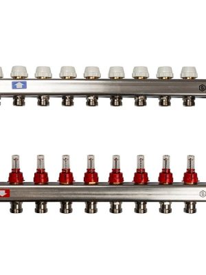 Коллектор из нержавеющей стали с расходомерами, с клапаном вып. воздуха и сливом 9 вых. STOUT