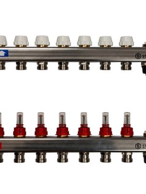 STOUT Коллектор из нержавеющей стали с расходомерами, с клапаном вып. воздуха и сливом 7 вых.