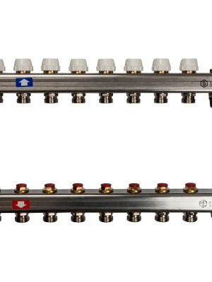 Коллектор из нержавеющей стали без расходомеров, с клапаном вып. воздуха и сливом 8 вых. STOUT