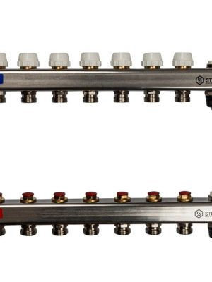 STOUT Коллектор из нержавеющей стали без расходомеров, с клапаном вып. воздуха и сливом 7 вых.