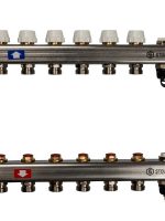 Коллектор из нержавеющей стали без расходомеров, с клапаном вып. воздуха и сливом 6 вых. STOUT