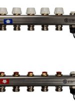 Коллектор из нержавеющей стали без расходомеров, с клапаном вып. воздуха и сливом 5 вых. STOUT