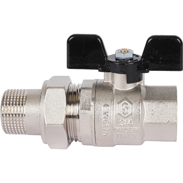 SVB-0007-000020 STOUT Кран шаровой полнопроходной с  американкой , ВР/НР, ручка бабочка 3/4
