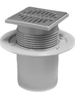 McAlpine Трап 115 х 115 мм, "сухой" затвор H=87-145 мм, выход 110 мм вертикальный, нерж.сталь