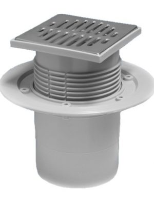 McAlpine Трап 115 х 115 мм, "сухой" затвор H=87-145 мм, выход 110 мм вертикальный, нерж.сталь