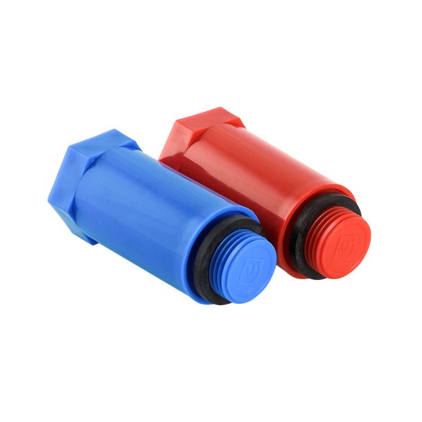 Комплект длинных PPR пробок с резьбой 1/2" (красная + синяя)