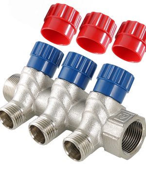 Коллектор VALTEC с регулировочными вентилями, 1"х4 вых. 1/2" нар.